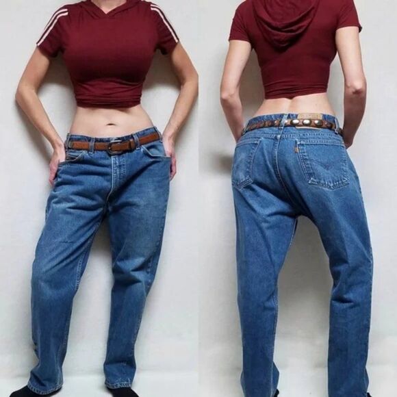 VINTAGE 1996 Levi's 505 Orange Tab Relaxed Fit Tapered Leg Distressed Mom Jeans - Picture 1 of 12